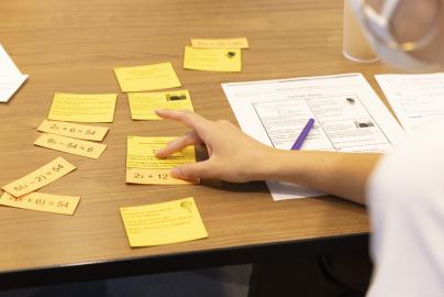 Table with sticky notes