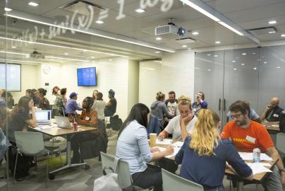 Large classroom with teachers