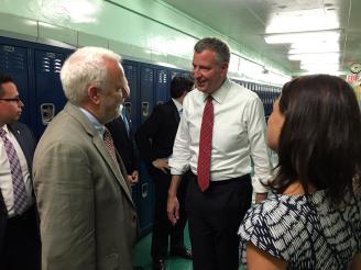 MƒA President John Ewing and Mayor Bill de Blasio at Computer Science for All event.